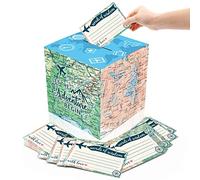 Yaaaaasss! 51PCS Adventure Card Box Holder and Advice Cards for Adventure Awaits Bon Voyage Farewell Travel Themed Birthday Graduation Retirement Job Career Change Party Decorations Supplies