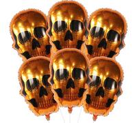 Yaahoony 6pcs Gold Skull Balloons for Halloween Party Decorations, Halloween Birthday Decorations, Day of The Dead Decorations, Skeleton Birthday Party Decorations