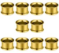 Yaalozei 12G-50mm Double Flared Gauges for Ears 316L Surgical Steel Internally Threaded Screw Fit Tunnels Plugs Earrings Mirror Finish Hollow Ear Gauges for Women Men Silver Black Gold Tone, 5 Pair