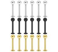 Yaalozei 20G 16G 14G 12G Lip Labret Monroe Medusa Ring Studs 316L Surgical Steel Tragus Helix Cartilage Earring Tongue Cheek Dimple Piercings Jewelry Bar Length 6mm 8mm 10mm 12mm 14mm 16mm 19mm 18PCS