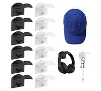 YAANBUNB 12Pcs Adhesive Hat Hooks for Wall Mount No Drilling Hat Holder Minimalist Hat Rack Baseball Cap Organizer Holder Caps Display Hanger Coat Hooks for Door, Closet, Office, Bedroom (Black+White)