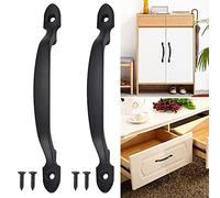 YAANBUNB 2 Pcs Door Pull Handles Black Cabinet Door Handles Rustic Gate Handles Alloy Bow Pull Handles Barn Door Handles Shed Door Pull with Screws for Gates, Barns, Cupboard and Shed Doors(6.2 Inch)