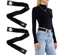 YAANBUNB 2 Pcs No Buckle Belts for Women, Buckle Free Belt Durable Invisible Adjustable Waist Belt Daisy Elasticated Belt Black Buckless Stretch Belt for Jeans Dress Pants, Up to 41"