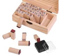 YAANBUNB 36 Pcs Alphabet Letters Stamps Wooden Rubber Stamps Kit Letters and Number Set Stamper Seal Set Multipurpose Craft Ink Stamp Kit with Storage Box for DIY Crafts Scrapbook Diary Cards Tags