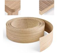 YAANBUNB 50mm Wood Veneer Strip 7.5m Oak Veneer Edging Tape Pre-glued Veneer Roll Preglued Hot Melt Adhesive Iron On Edge Banding for Desk Wardrobe Cabinet Door Frame Furniture Restoration,Wood Color
