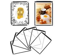 YAANBUNB 6 Pack A4 Menu Covers, Single Page Double View Menu Cover American Style A4 Menu Holder Black Trim Clear View Wine Menu Cover with Metal Corner Protectors for Restaurant Bars Cafes