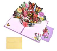 YAANBUNB Butterflies and Flowers Pop Up Card 3D Pop Up Greeting Card Handmade Flower Greeting Cards Thank You Card Gift Greeting Card with Note Card and Envelope for Women Sister Wife Grandma Teacher