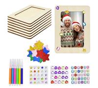 YAANBUNB Picture Frame Painting Craft Kit, 8 Pcs DIY Wooden Picture Frame Rectangle Craft Photo Frames With 15 Pcs Glitter Star Sticker, 3 Sheet Rhinestone Stickers for DIY Paint Decorate, 7.5X5.5’’