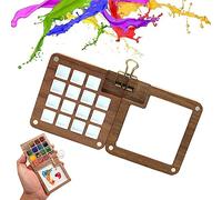 YAANBUNB Portable Sketchbook Palette, 15 Grid Empty Watercolor Palettes Wooden Mini Travel Paint Palettes Magnetic Palette Box with Clip for Painters Artists