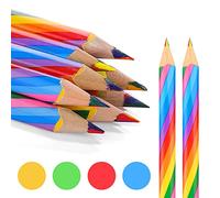 YAANBUNB Rainbow Pencils, 16 Pcs Multicolored Pencil 4 in 1 Colouring Pencil Jumbo Mixed Core Triangular Colouring Pen-cil Set Rainbow Coloured Pencils for Drawing Sketching