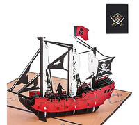 yaartz 3D Pirate Ship Pop Up Card, Greeting Card with envelop and note tag, All Occasion Card for Husband Son Brother Father Neighbor Student