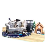 yaartz Funny Dog Pop Up Card for Women Wife KidGrandparent Husband Friend, Birthday Anniversary Mother's day Thank You Get Well Sympathy Card (Dogs on Sofa)