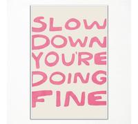 Yaasilinage Daily Reminder Positive Canvas Wall Art, Positive Affirmations Wall Decor, Slow Down You're Doing Fine Wall Art Uplifting Quote Poster, Pink TypographyArt Prints 24x36in Unframed