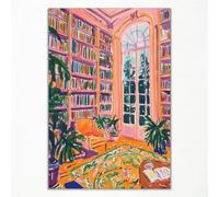 Yaasilinage Henri Matisse Canvas Wall Art, Classic Pink Library Poster for Room Aesthetic, Retro Reading Book Wall Art, Bookish Literary Artwork, Famous Art Prints for Book Nook 8x12in Unframed