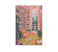 Yaasilinage Henri Matisse Canvas Wall Art, Classic Pink Library Poster for Room Aesthetics, Vintage Reading Book Wall Art, Bookish Literary Artwork, Famous Art Print for Book Nook Poster Canvas Wall A