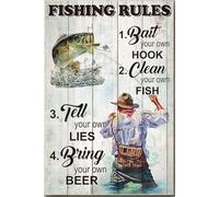 YAASIMOULE 4 Rules When You Go Fishing Poster Canvas Gallery Wrapped Framed Gift Idea