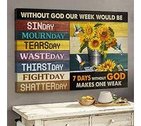 YAASIMOULE 7 days without God makes one week Jesus Landscape Canvas Print Wall Art