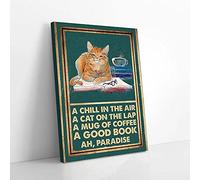YAASIMOULE A Cat With Book Wine Canvas Prints Wall Art