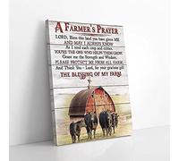 YAASIMOULE A Farmer Prayer Angus Cow Canvas Wall Art