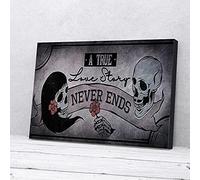 YAASIMOULE A True Love Story Never Ends Skull Love Canvas Prints Wall Art