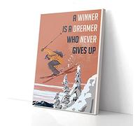 YAASIMOULE A Winner Is A Dreamer Who Never Gives Up Skiing Painting Canvas Prints Wall Art