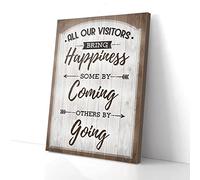 YAASIMOULE All Our Visitors Bring Happiness Brown Wood Frame Home Canvas Prints Wall Art