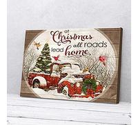YAASIMOULE All Roads Lead Home Winter Christmas Cardinal Canvas Wall Art
