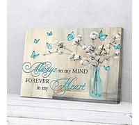 YAASIMOULE Always On My Mind Forever In My Heart Blue Butterfly Canvas Prints