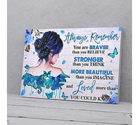 YAASIMOULE Always Remember You Are Stronger Braver Blue Butterfly Girl Diabetes Canvas Prints Wall Art