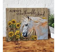 YAASIMOULE Always Stay Humble And Kind Sunflowers Horse Canvas Wall Art