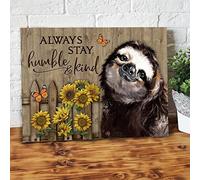 YAASIMOULE Always Stay Humble And Kind Sunflowers Sloth Canvas Wall Art