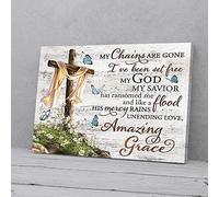 YAASIMOULE Amazing Grace Cross Butterfly Canvas Wall Art