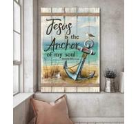 YAASIMOULE Anchor and the sea Jesus is the anchor of my soul Jesus Portrait Canvas Print Wall Art