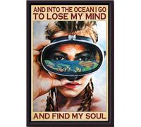 YAASIMOULE And In To The Ocean I Go Lost My Mind Find Soul Poster Wall Art Gift For Soulmate Beach Lover Framed Matte Canvas Prints
