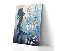 YAASIMOULE And Into The Ocean I Go Mermaid Canvas Wall Art