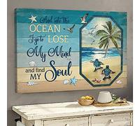YAASIMOULE And into the ocean I go to lose my mind and find my soul Turtle Landscape Canvas Print Wall Art