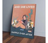YAASIMOULE And She Lived Happily Ever After Book Girl And Dogs Canvas Prints Wall Art