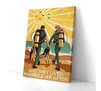 YAASIMOULE And They Lived Happily Ever After Scuba Diving Love Canvas Prints Wall Art