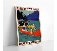 YAASIMOULE And They Lived Happily Ever After Vintage Couple Canoe Canvas Prints Wall Art