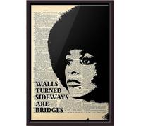 YAASIMOULE Angel Davis Walls Turned Sideways Are Bridges Dictionary Poster Framed Matte Canvas