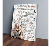 YAASIMOULE Angel Girl Blue Butterfly Canvas Wall Art