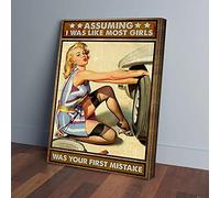 YAASIMOULE Assuming I Was Like Most Girls Was Your First Mistake Lady Canvas Prints Wall Art