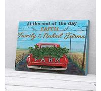 YAASIMOULE At The End Of The Day Faith Red Truck On Road Farmer Canvas Prints Wall Art