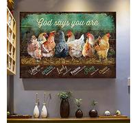 YAASIMOULE Awesome chickens God says you are Jesus Landscape Canvas Print Wall Art