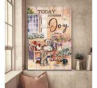 YAASIMOULE Awesome York shire Today I choose joy Dog Portrait Canvas Print Wall Art