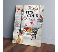YAASIMOULE Baby It’s Cold Outside Cardinal Bulldog Canvas Prints