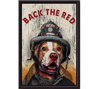 YAASIMOULE Back The Red Pitbull Dog Poster Framed Matte Canvas