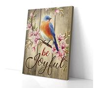 YAASIMOULE Be Joyful Blue Bird Hippie Canvas Prints Wall Art