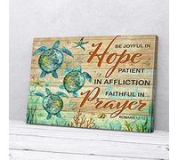 YAASIMOULE Be Joyful In Hope Faithful In Prayer Turtle Sea Canvas Wall Art