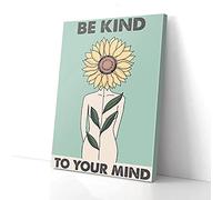 YAASIMOULE Be Kind To Your Mind Sunflower Mental Canvas Prints Wall Art